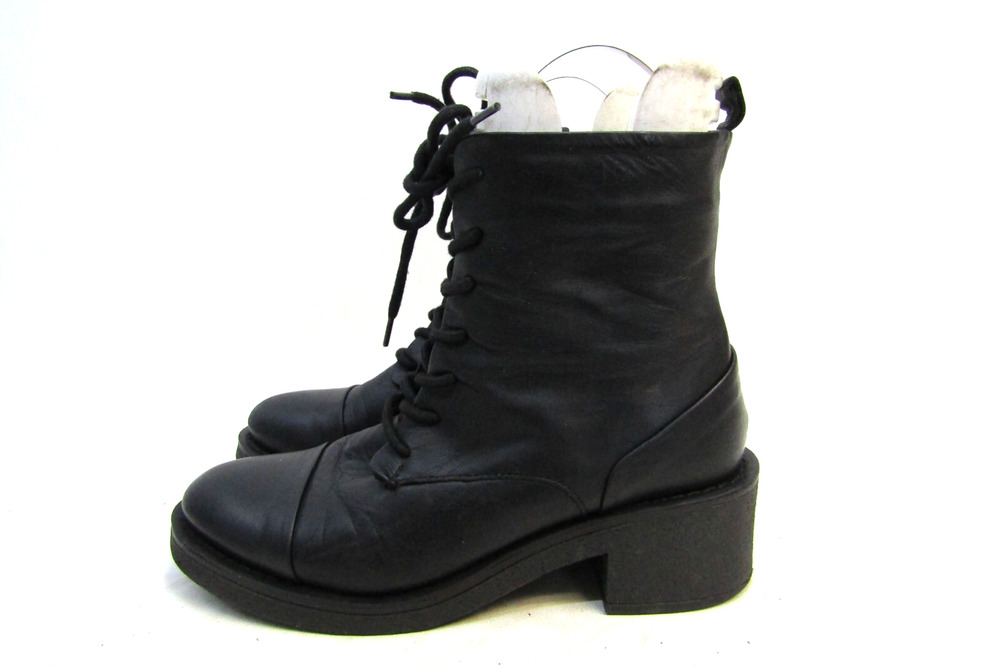 ALDO Womens Size 37 EUR Black Leather Lace Up Ankle Fashion Boots